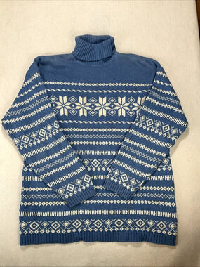 Designs Lane Bryant Snowflake Fair Isle Cotton Blend Turtleneck Sweater 18 20